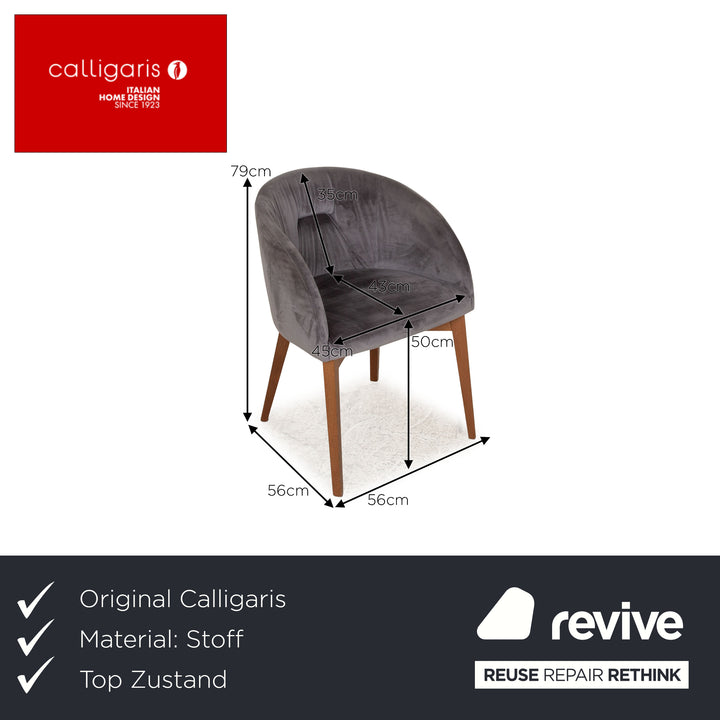 Lot de 6 chaises Calligaris Rosie en tissu gris