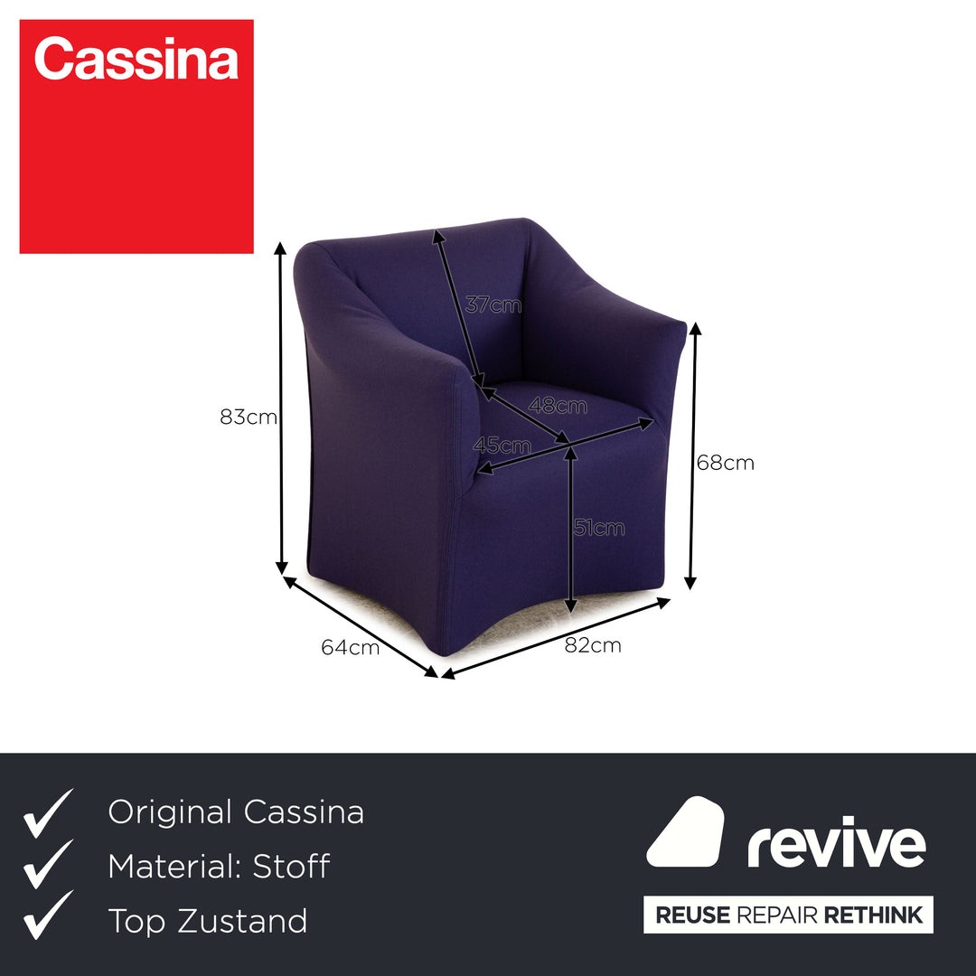 Set of 6 Cassina 684 Fabric Chairs Blue Purple Mario Bellini