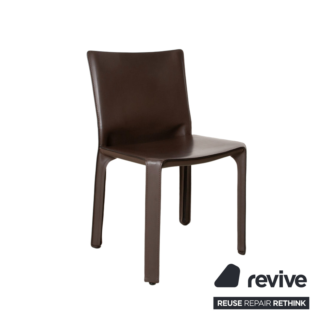 6er Garnitur Cassina Cab 412 Leder Stuhl Braun