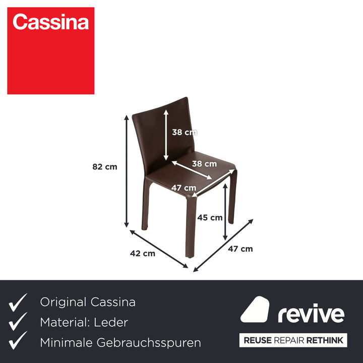 Suite de 6 chaises Cassina Cab 412 en cuir marron