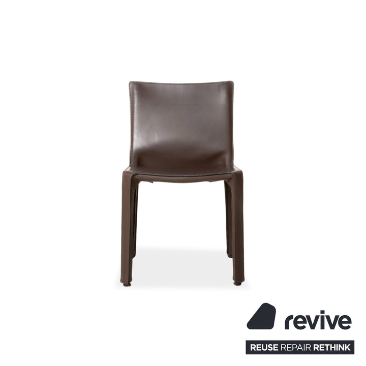 Suite de 6 chaises Cassina Cab 412 en cuir marron