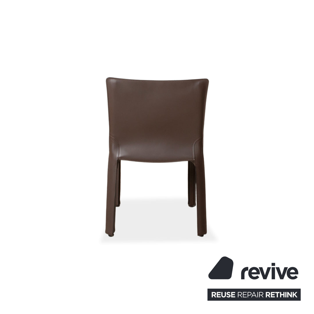 6er Garnitur Cassina Cab 412 Leder Stuhl Braun