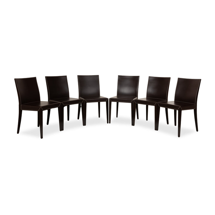 Lot de 6 chaises Cattelan Italia en cuir marron