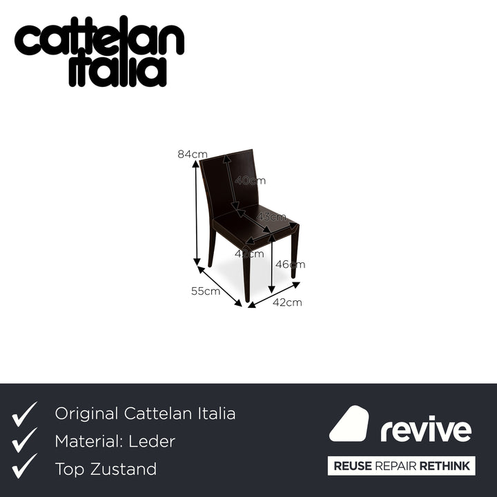 Lot de 6 chaises Cattelan Italia en cuir marron