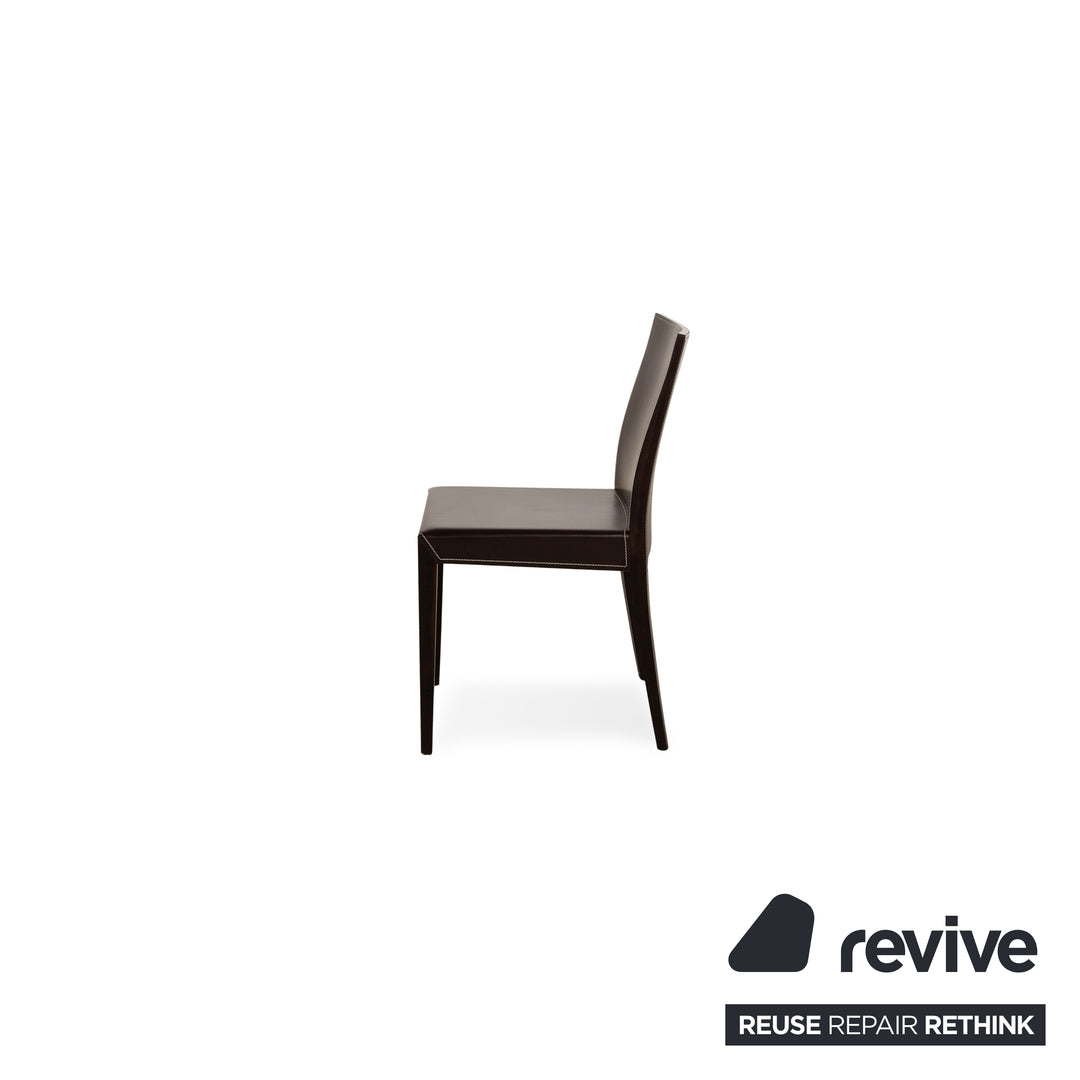 Set of 6 Cattelan Italia Leather Chair Brown
