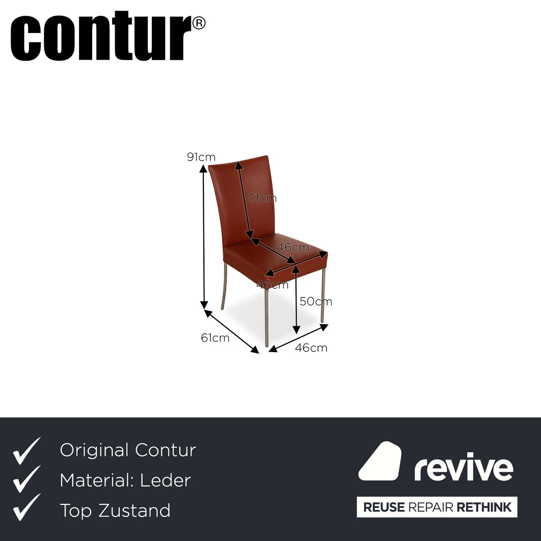 Lot de 6 chaises Contur Penthouse en cuir marron