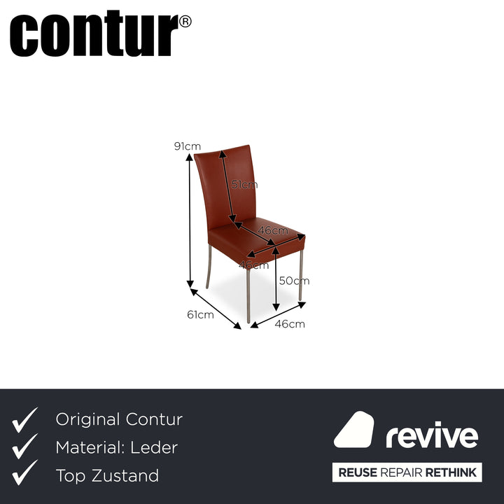 Lot de 6 chaises Contur Penthouse en cuir marron