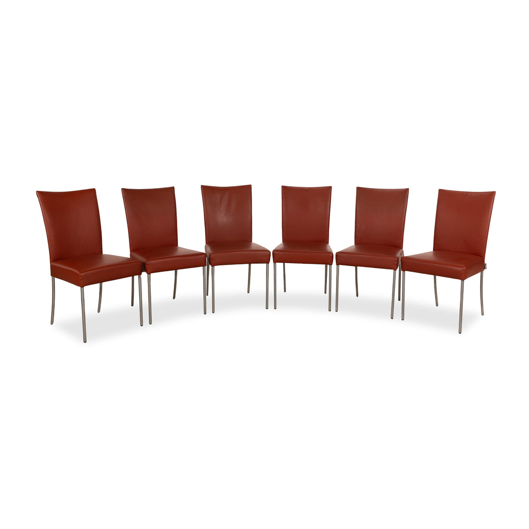 Set of 6 Contur Penthouse Leather Chairs Brown