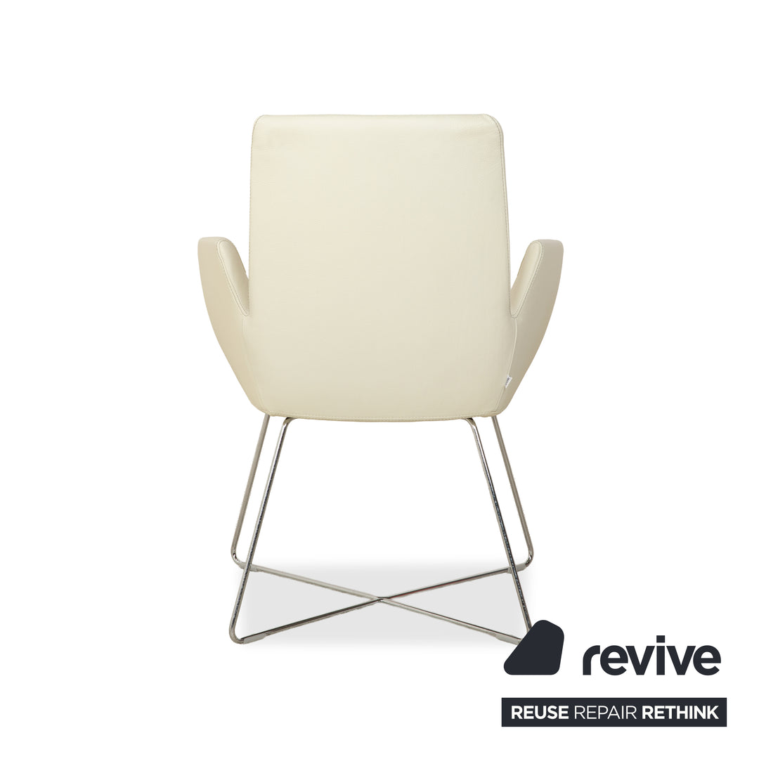 Set of 6 Cor Cordia leather chairs cream white Dura 178