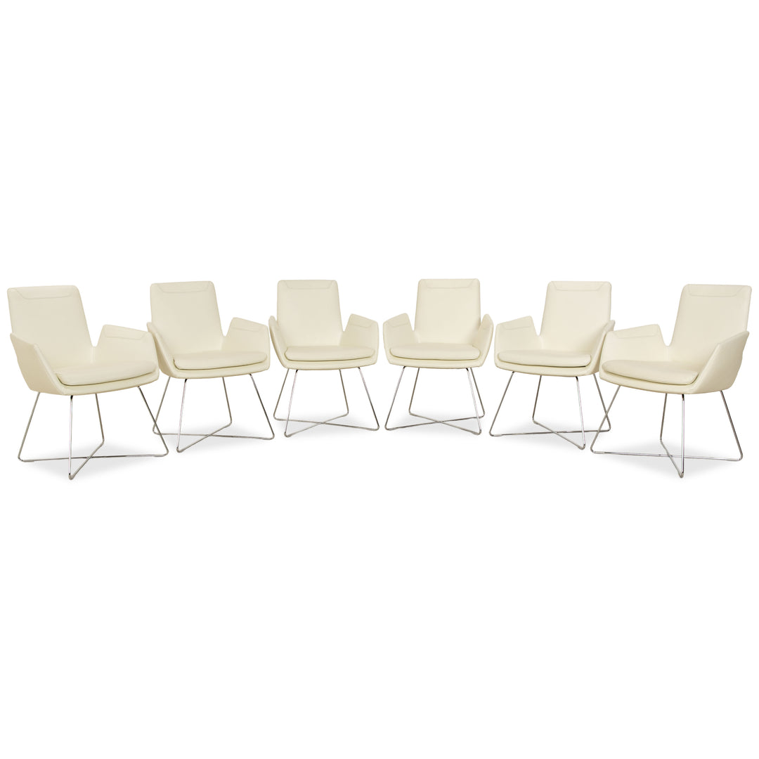 Set of 6 Cor Cordia leather chairs cream white Dura 178