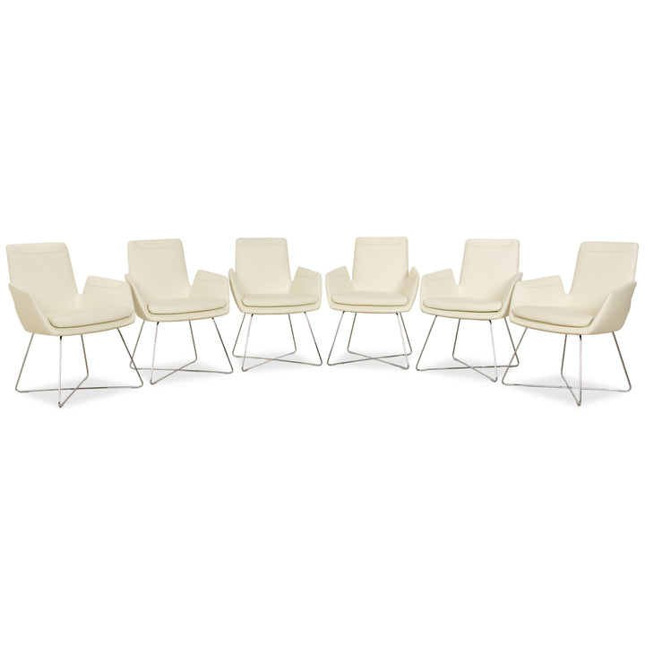 Set of 6 Cor Cordia leather chairs cream white Dura 178