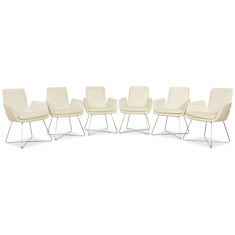 Set of 6 Cor Cordia leather chairs cream white Dura 178