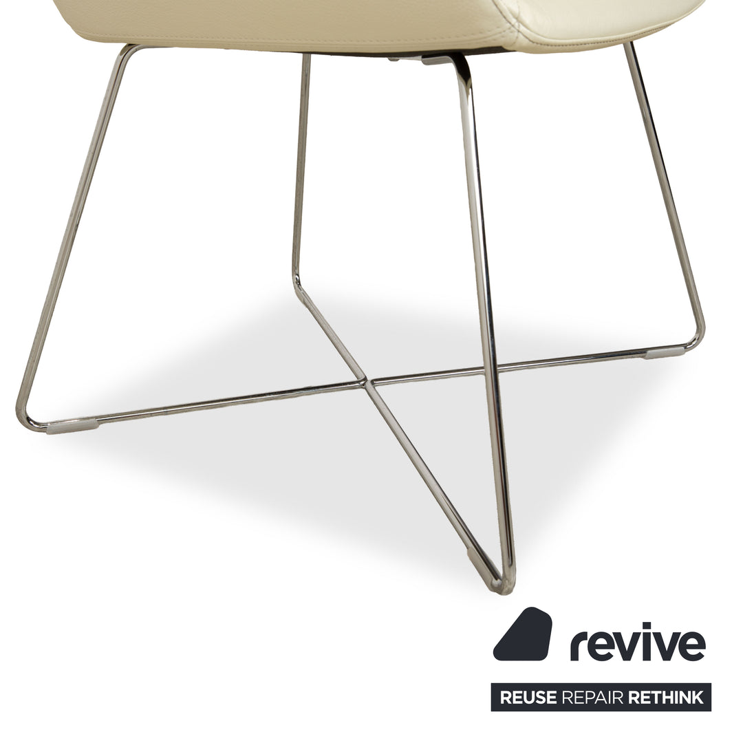 Set of 6 Cor Cordia leather chairs cream white Dura 178