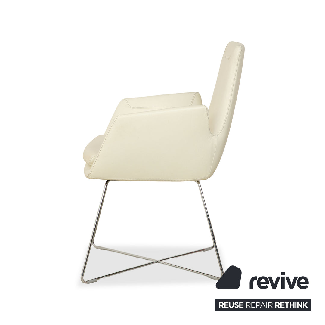 Set of 6 Cor Cordia leather chairs cream white Dura 178