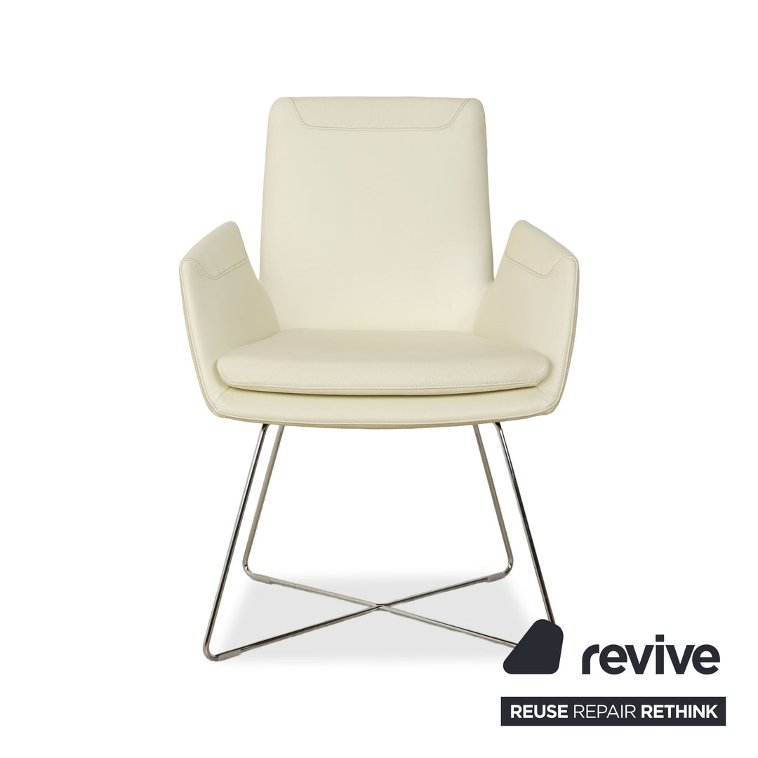 Set of 6 Cor Cordia leather chairs cream white Dura 178