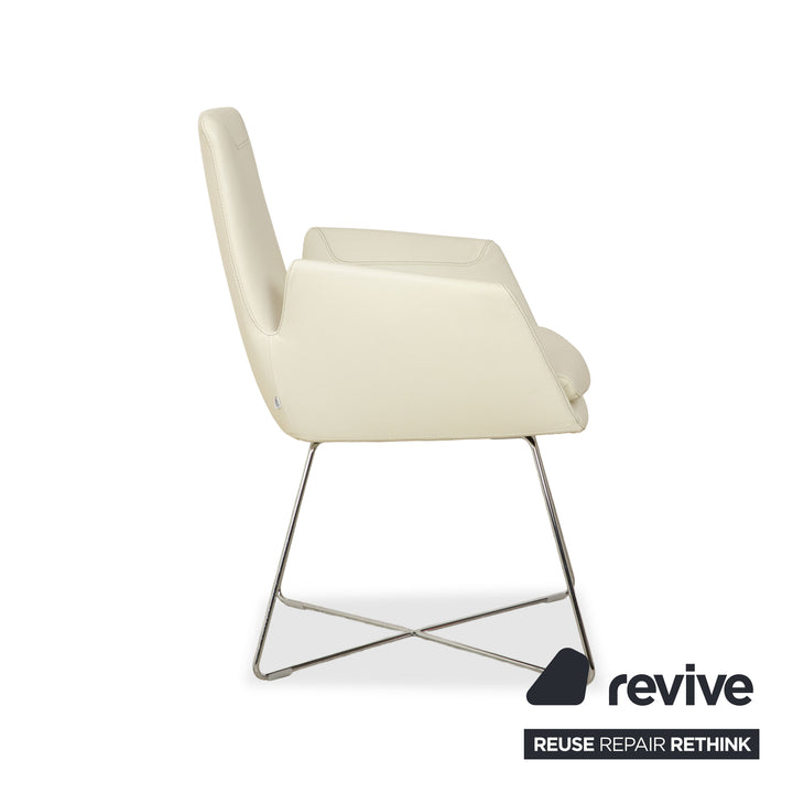 Set of 6 Cor Cordia leather chairs cream white Dura 178