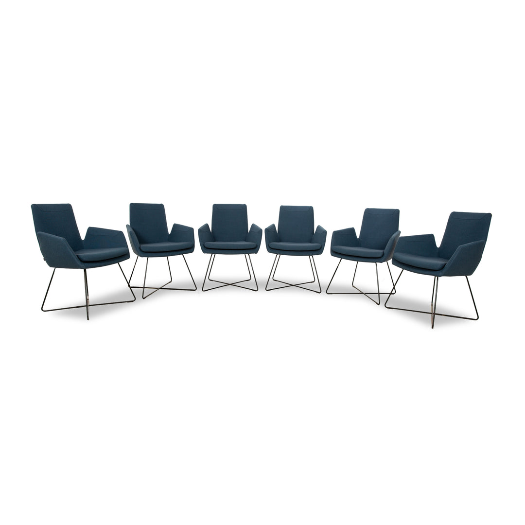 Lot de 6 chaises en tissu Cor Cordia bleu foncé salle à manger