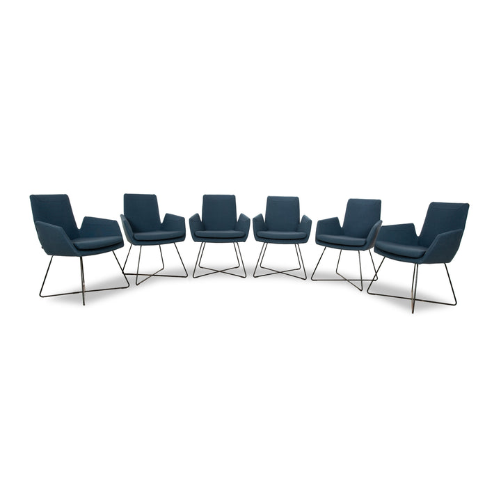 Lot de 6 chaises en tissu Cor Cordia bleu foncé salle à manger