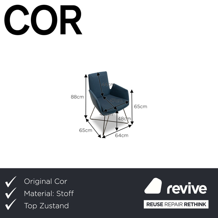 Lot de 6 chaises en tissu Cor Cordia bleu foncé salle à manger
