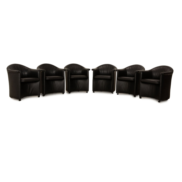 Set of 6 de Sede leather chair dining chairs black