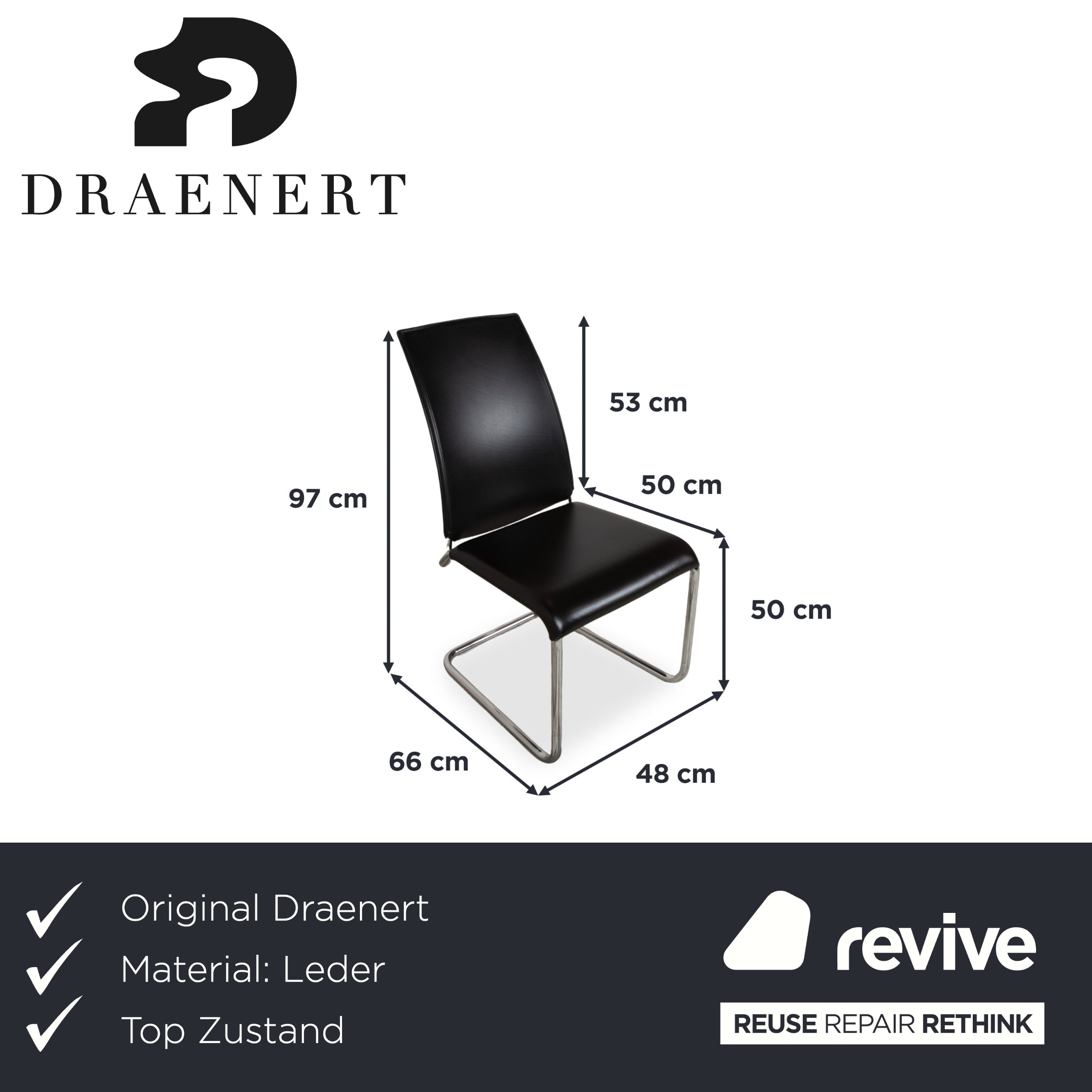 6er Garnitur Draenert Leder Stuhl Schwarz