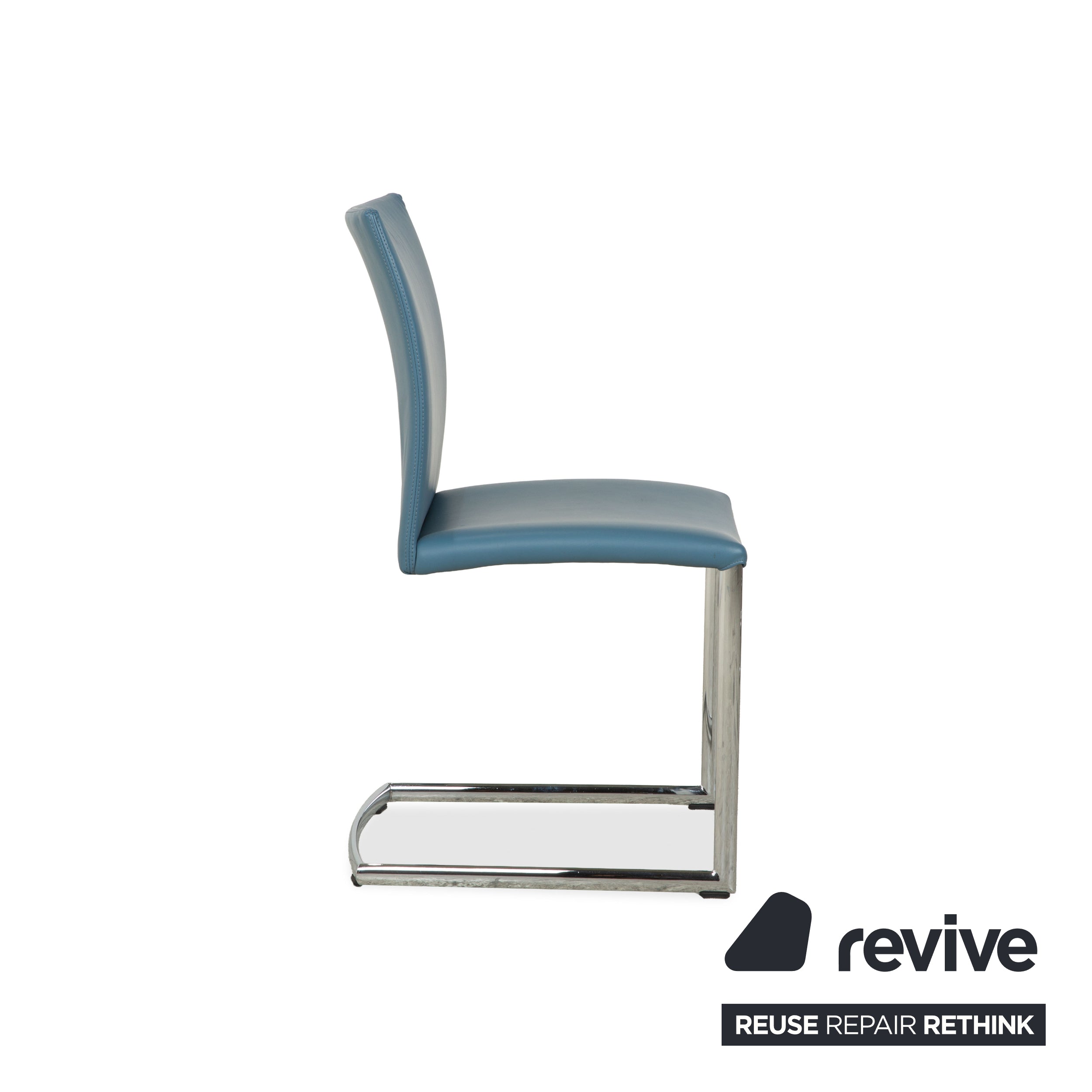 6-piece set Draenert Nobile Swing leather chair, blue petrol