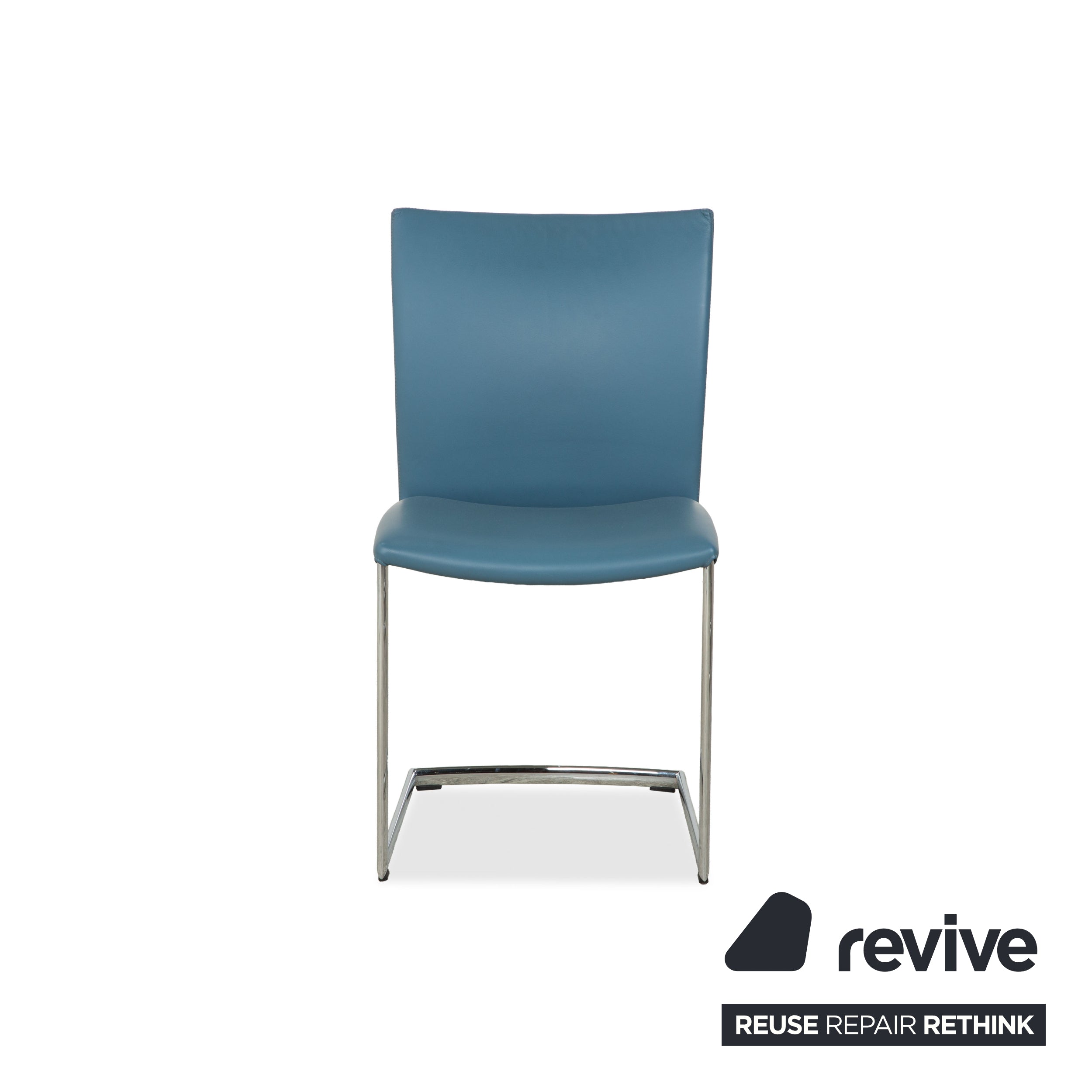 6-piece set Draenert Nobile Swing leather chair, blue petrol