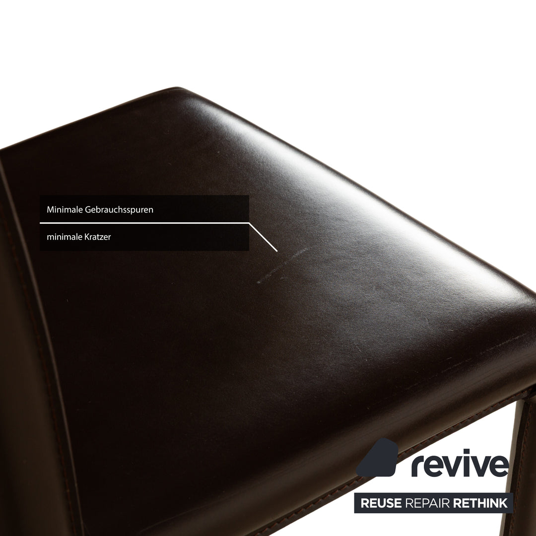 Ensemble de 6 chaises de salle à manger en cuir Frag marron châtaignier