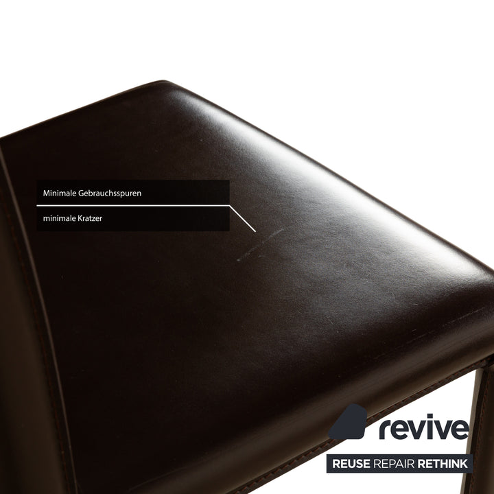 Ensemble de 6 chaises de salle à manger en cuir Frag marron châtaignier