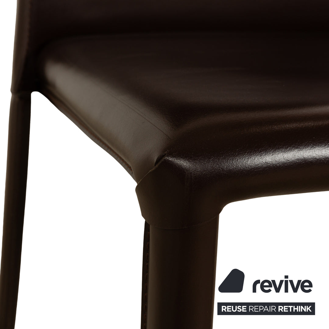 Ensemble de 6 chaises de salle à manger en cuir Frag marron châtaignier