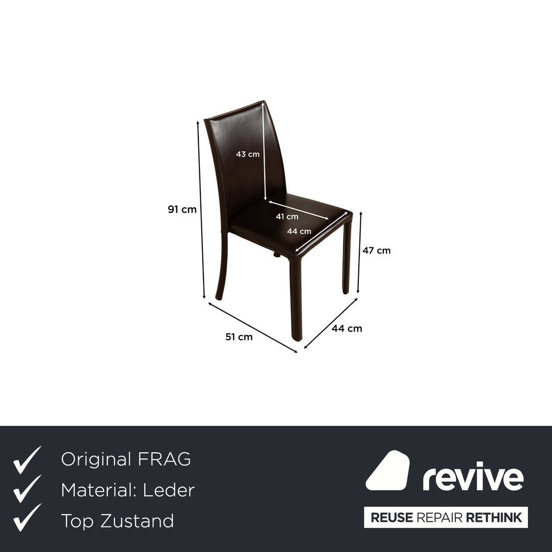 Ensemble de 6 chaises de salle à manger en cuir Frag marron châtaignier