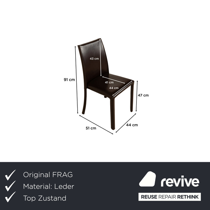 Ensemble de 6 chaises de salle à manger en cuir Frag marron châtaignier