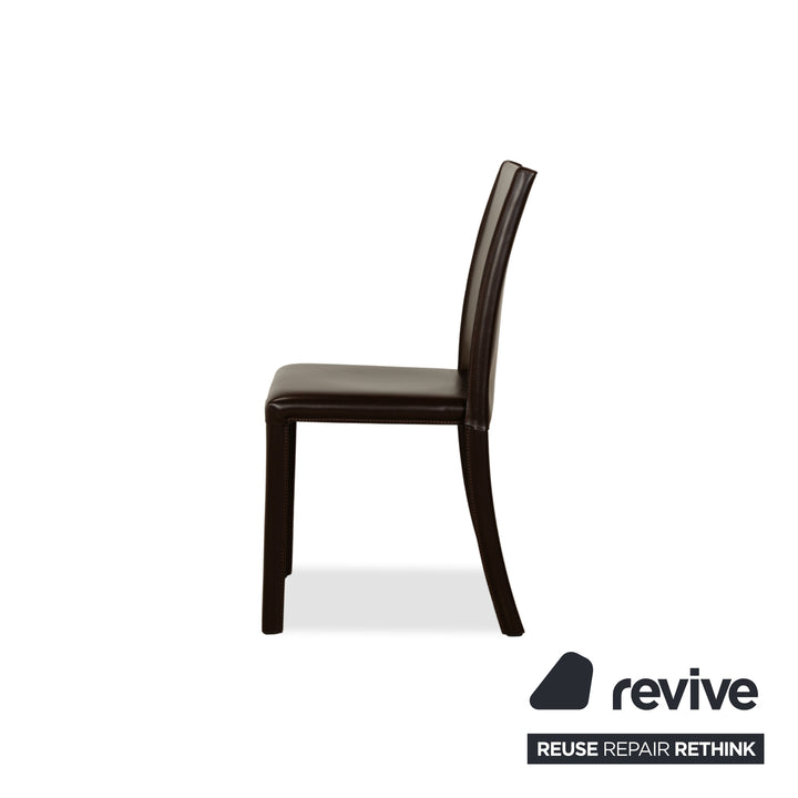 Ensemble de 6 chaises de salle à manger en cuir Frag marron châtaignier