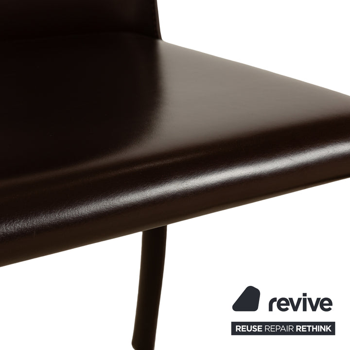 Ensemble de 6 chaises de salle à manger en cuir Frag marron châtaignier