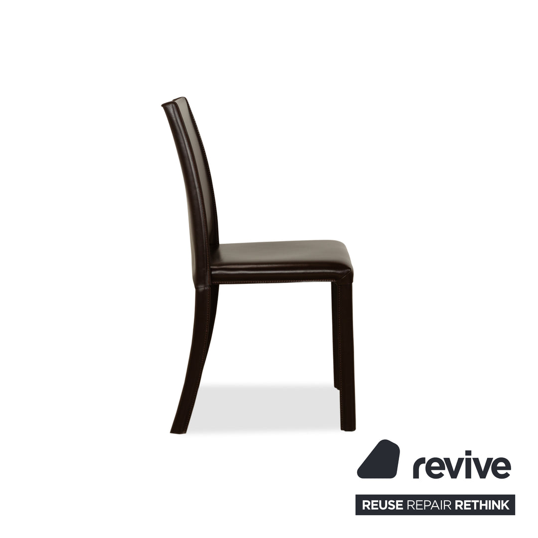 Ensemble de 6 chaises de salle à manger en cuir Frag marron châtaignier