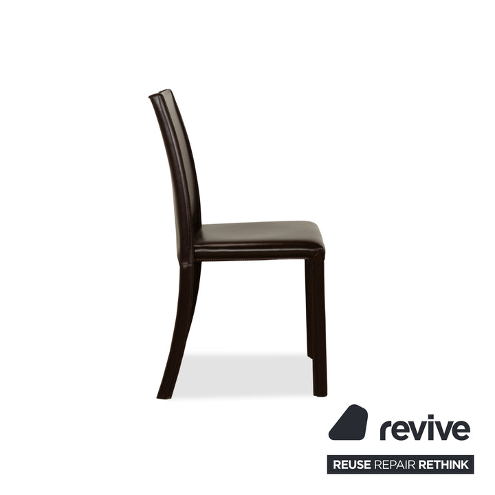 Ensemble de 6 chaises de salle à manger en cuir Frag marron châtaignier