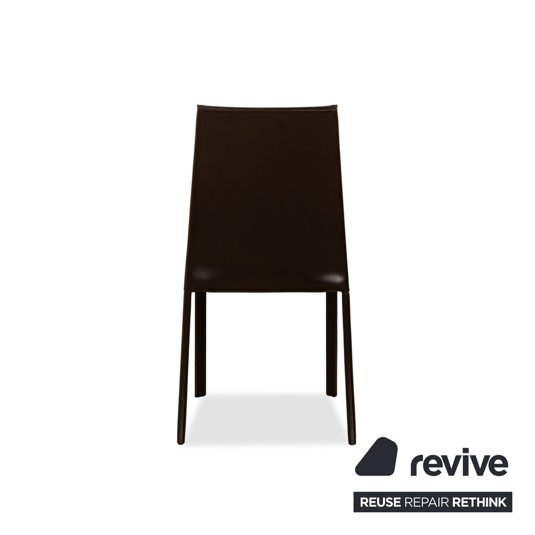 Ensemble de 6 chaises de salle à manger en cuir Frag marron châtaignier