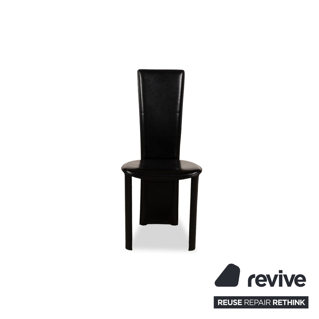 Lot de 6 chaises Frag Psyra en cuir noir salle à manger