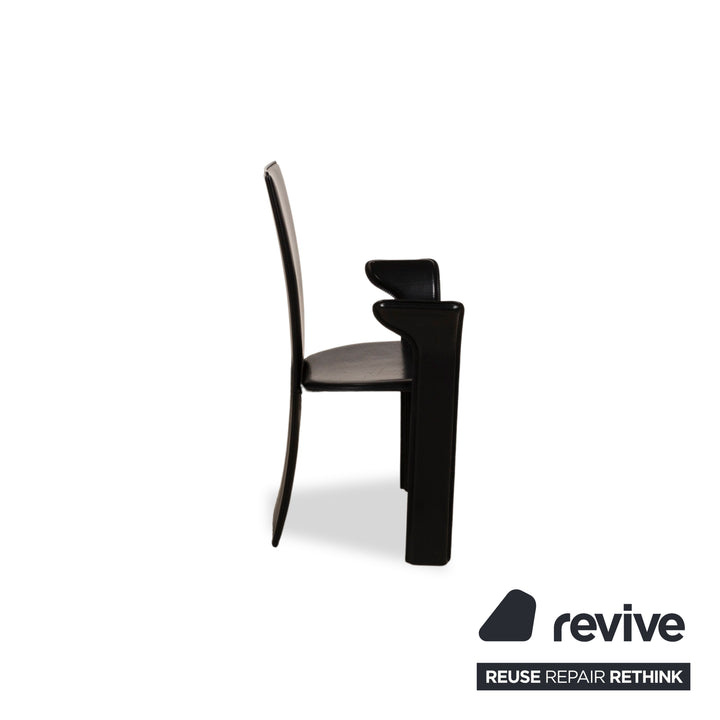 Lot de 6 chaises Frag Psyra en cuir noir salle à manger