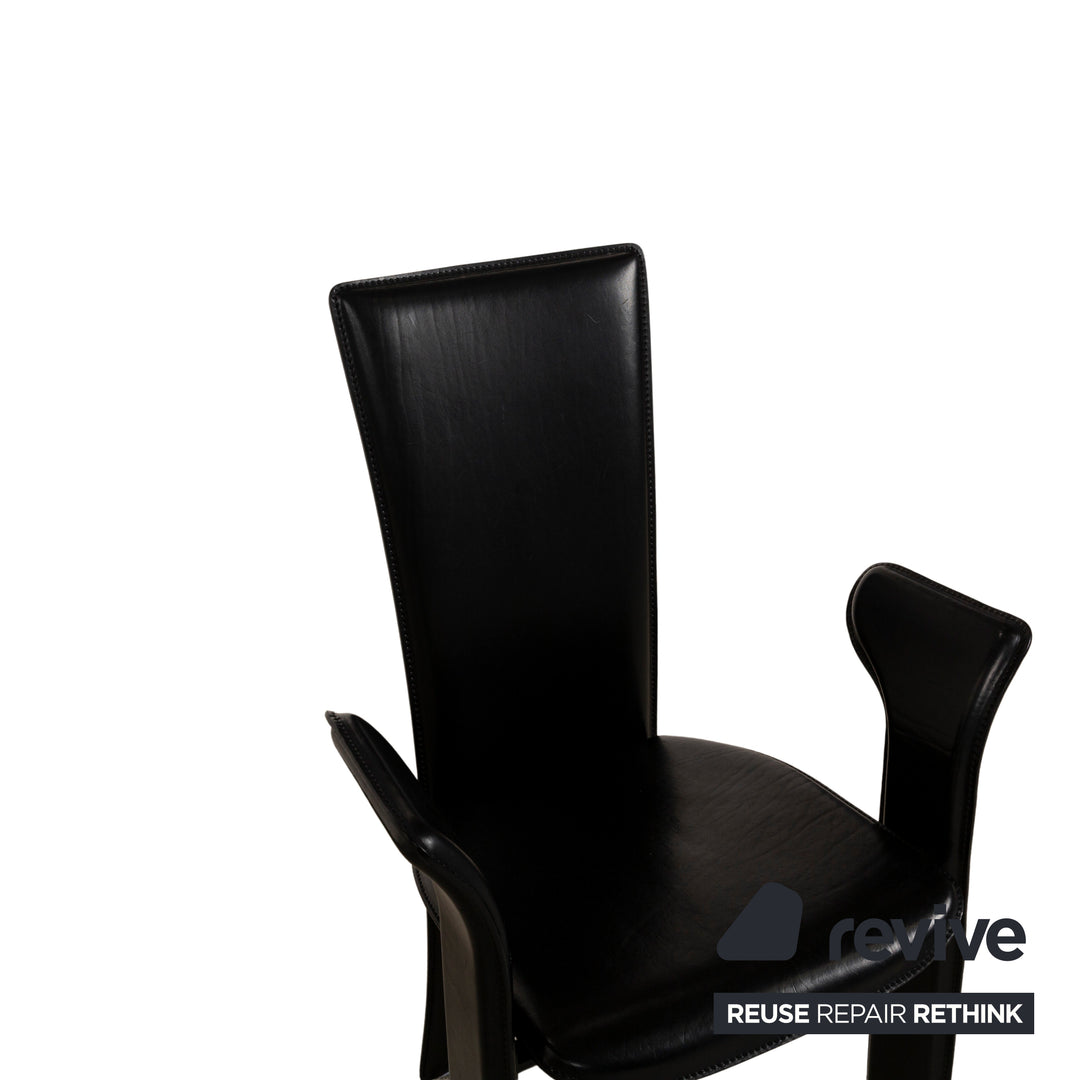 Set of 6 Frag Psyra Leather Chair Black Dining Room