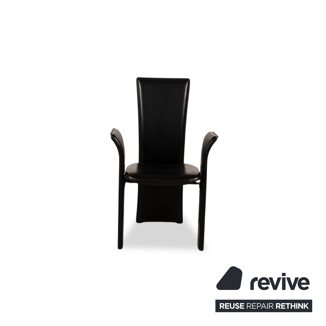 Lot de 6 chaises Frag Psyra en cuir noir salle à manger