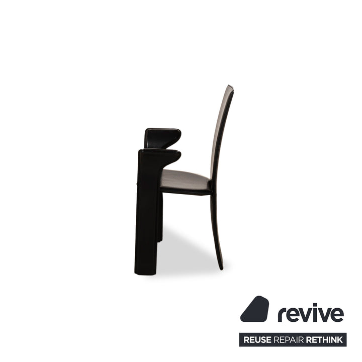 Lot de 6 chaises Frag Psyra en cuir noir salle à manger