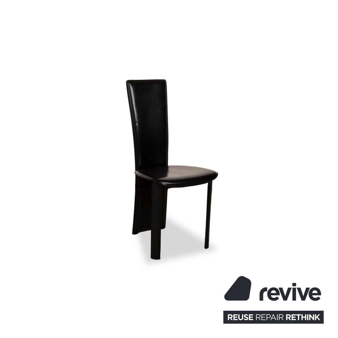 Lot de 6 chaises Frag Psyra en cuir noir salle à manger