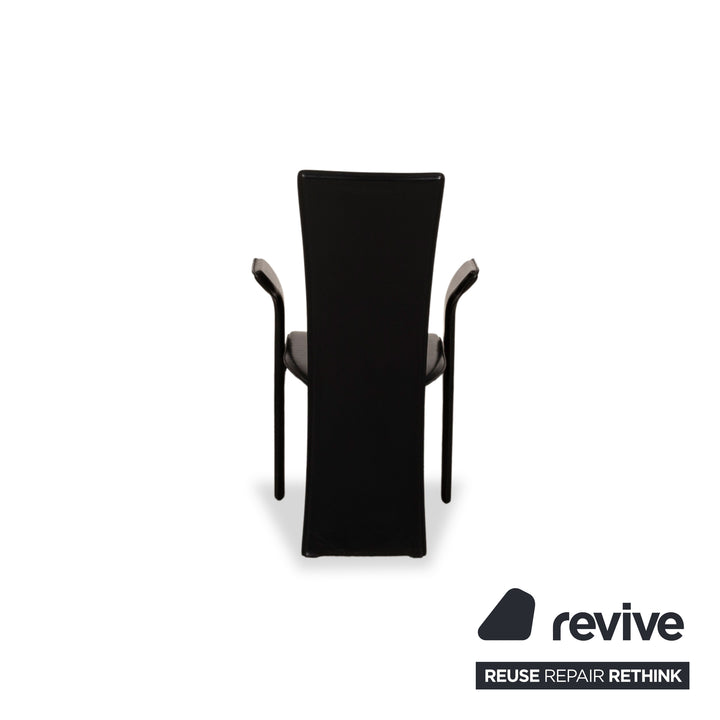 Lot de 6 chaises Frag Psyra en cuir noir salle à manger