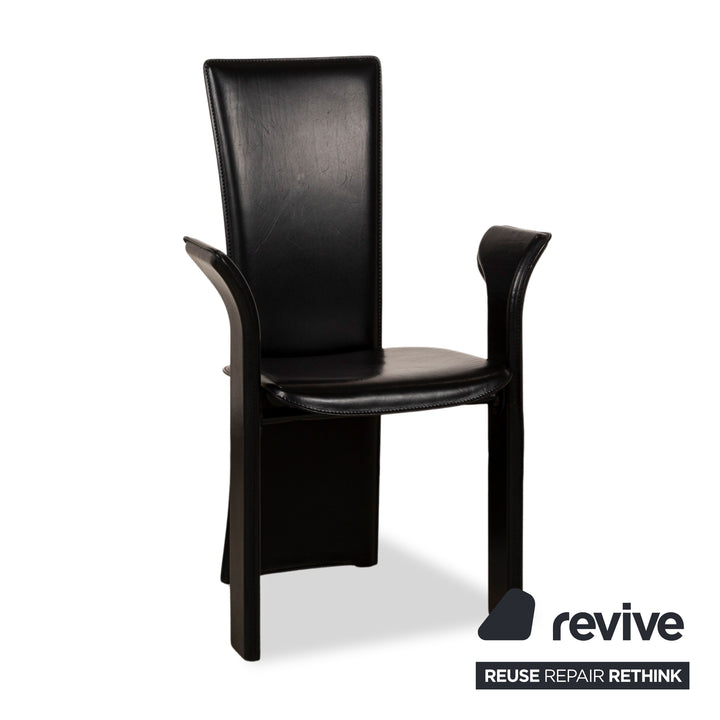 Set of 6 Frag Psyra Leather Chair Black Dining Room