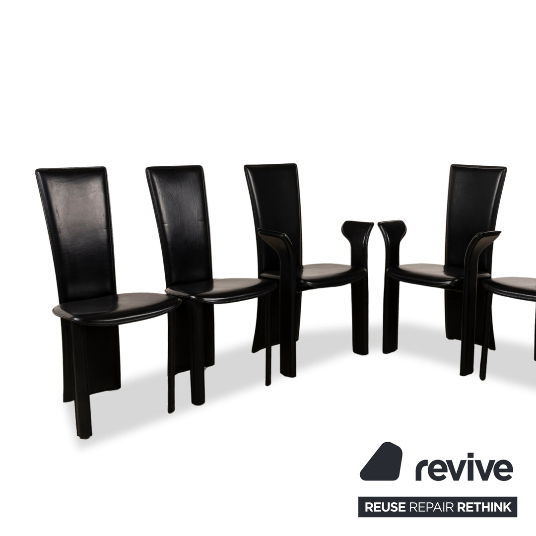 Set of 6 Frag Psyra Leather Chair Black Dining Room