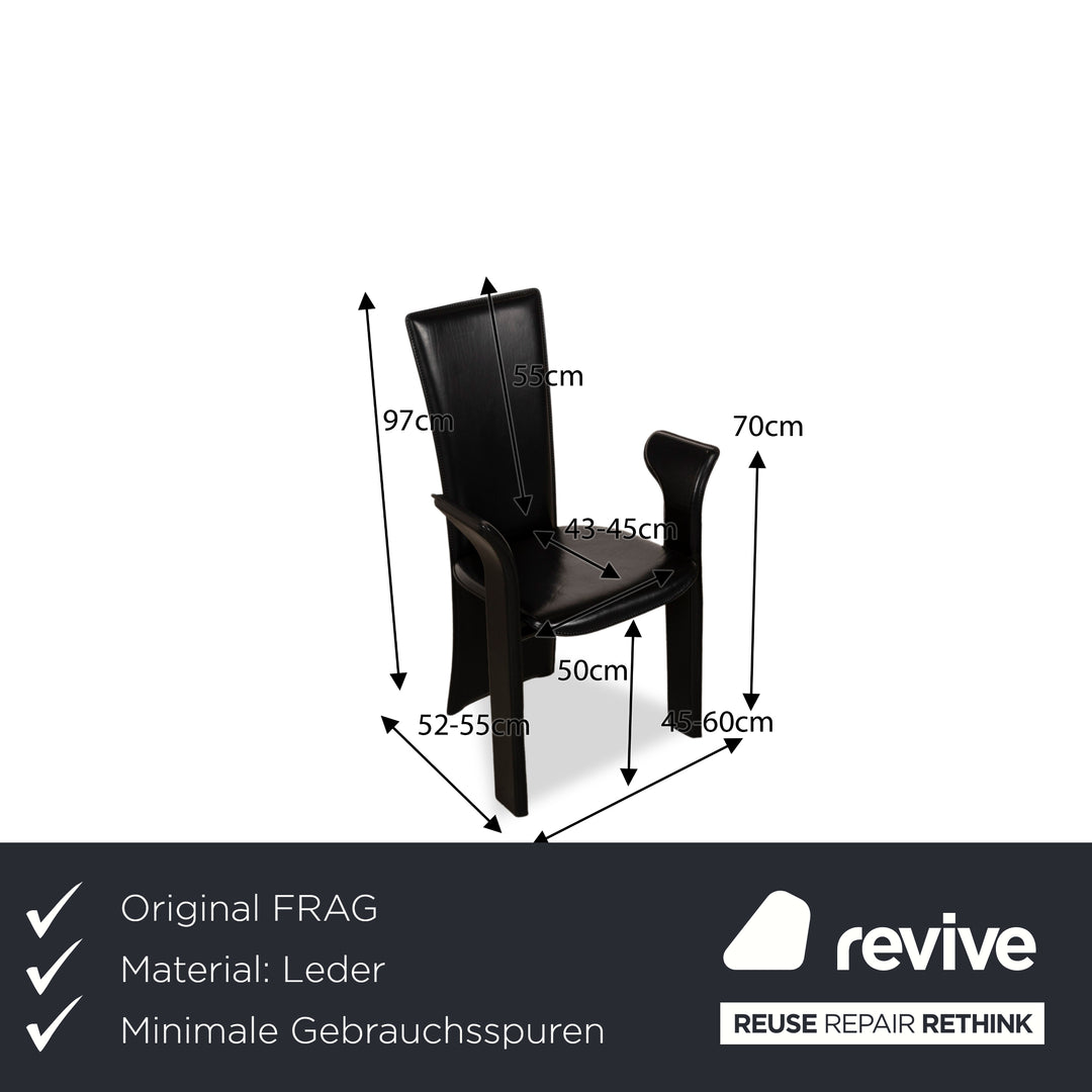 Lot de 6 chaises Frag Psyra en cuir noir salle à manger