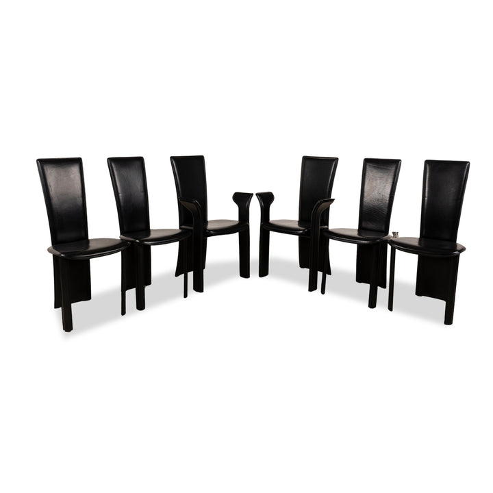 Set of 6 Frag Psyra Leather Chair Black Dining Room