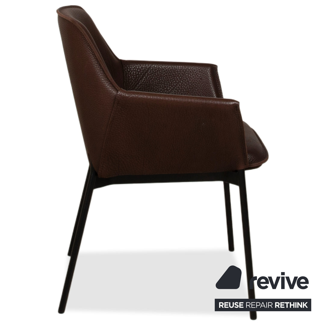 6er Garnitur Freifrau Grace Arm Chair Leder Stuhl Braun