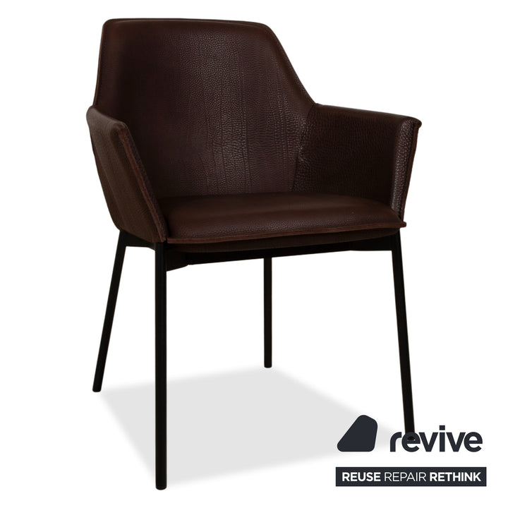 6er Garnitur Freifrau Grace Arm Chair Leder Stuhl Braun